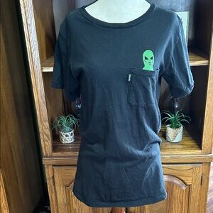 Ripndip Black T-Shirt with Green Alien Design